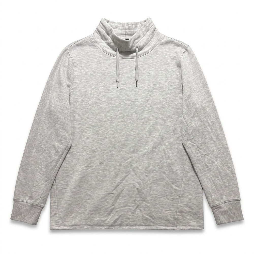 Quince L Heather Gray Womens Funnel Neck Sweatshirt Athleisure Cozy Casual